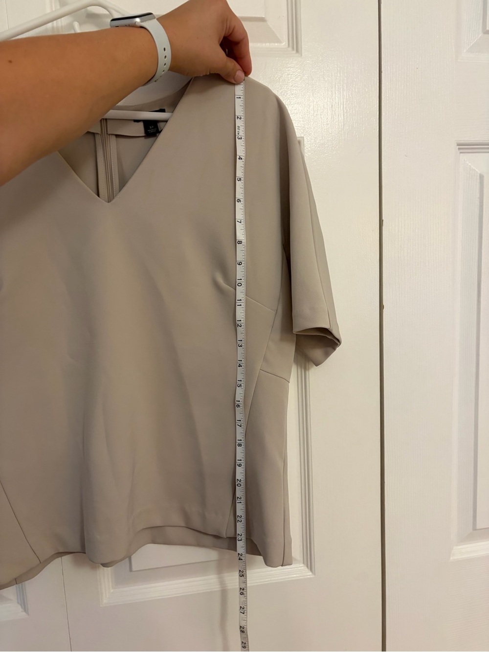 Ann Taylor V-Neck Short Sleeve Top - Light Taupe